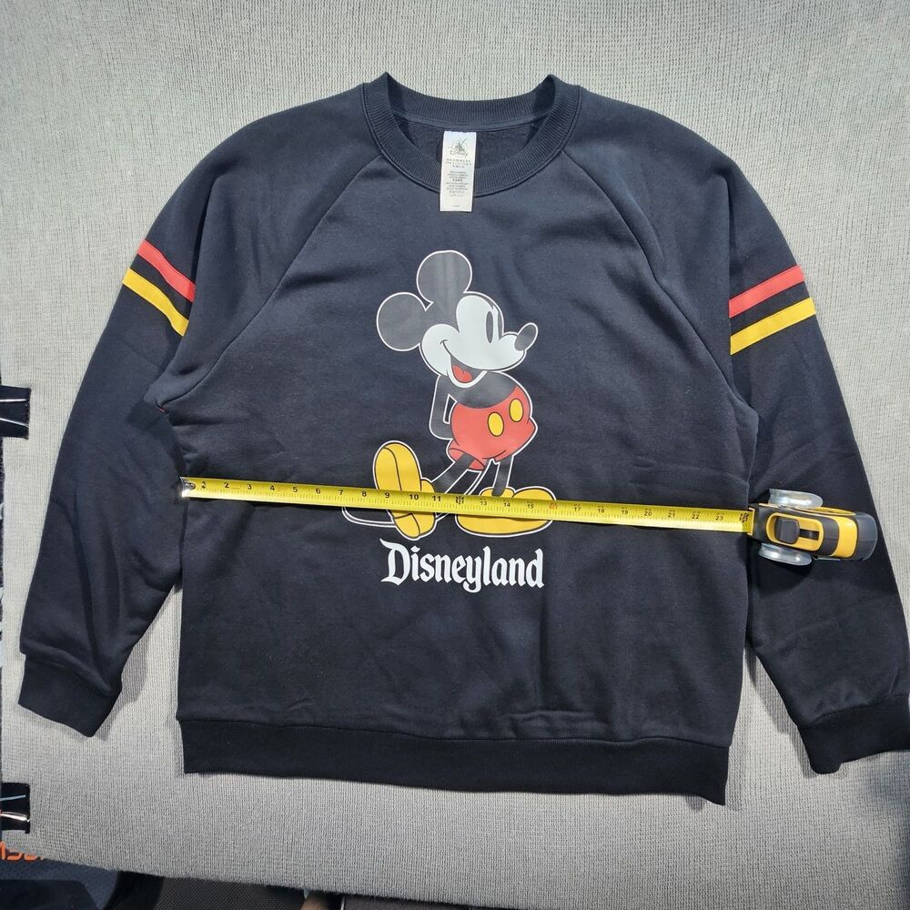 Disney Men's Mickey Mouse Black Pullover Sweatshirt Striped Sleeves XL - Picture 7 of 16